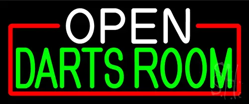 Open Darts Room With Red Border LED Neon Sign