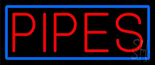 Pipes Bar With Blue Border LED Neon Sign