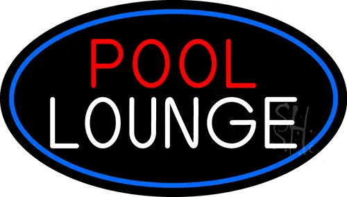 Pool Lounge Oval With Blue Border LED Neon Sign