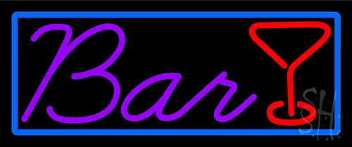 Purple Bar With Martini Glass LED Neon Sign
