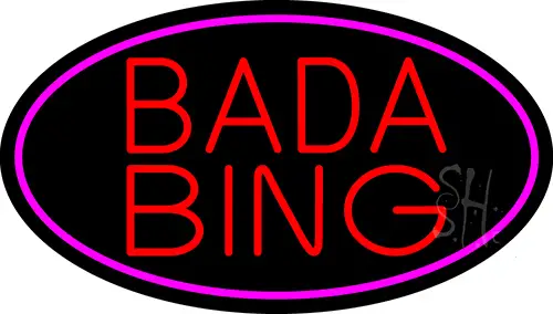 Red Bada Bing With Pink Border Club LED Neon Sign