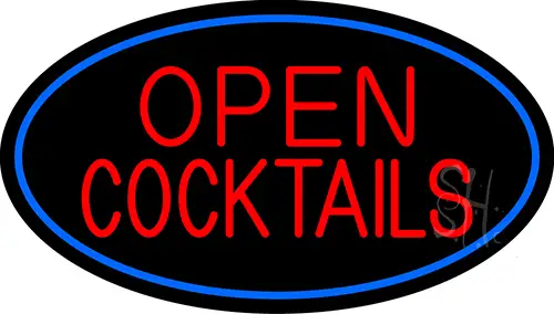 Red Cocktails Open LED Neon Sign