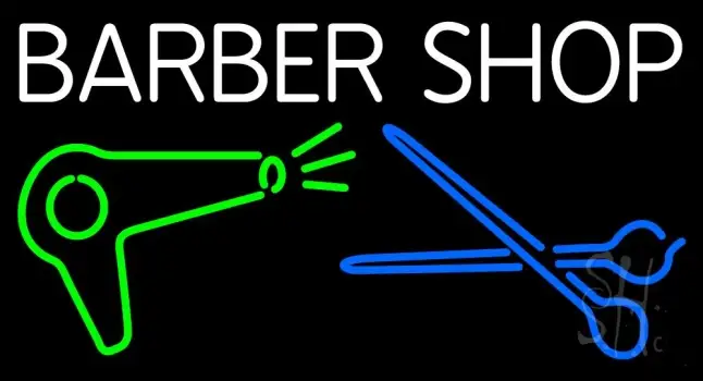 Barber Shop With Dryer And Scissor LED Neon Sign