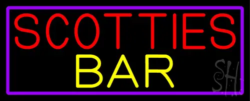 Scotties Bar With Purple Border LED Neon Sign