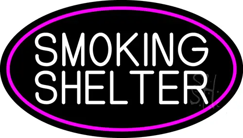 Smoking Shelter Oval With Pink Border LED Neon Sign