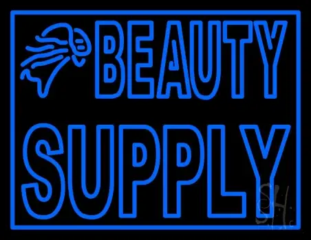 Double Stroke Blue Beauty Supply LED Neon Sign
