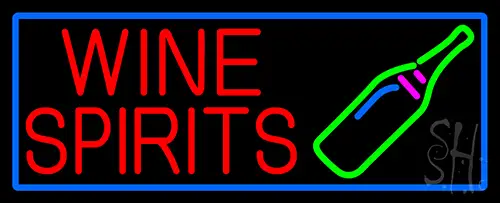 Wine Spirits With Blue Border LED Neon Sign