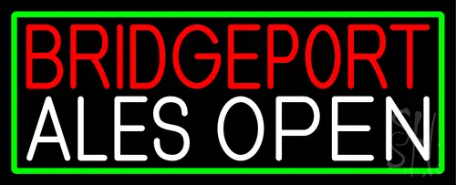 Bridgeport Ales Open With Green Border LED Neon Sign