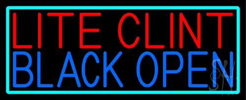 Lite Clint Black Open With Turquoise Border LED Neon Sign