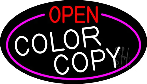 Open Color Copy Oval With Pink Border LED Neon Sign
