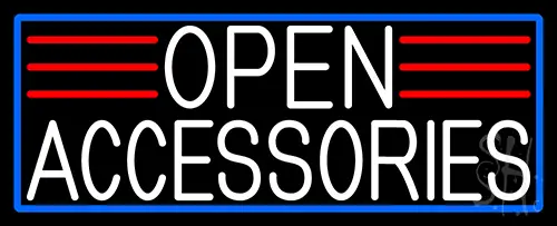 White Open Accessories With Blue Border LED Neon Sign