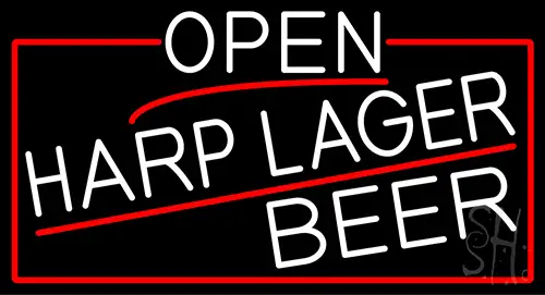 White Open Harp Lager Beer With Red Border LED Neon Sign