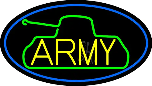 Yellow Army With Blue Oval Border LED Neon Sign