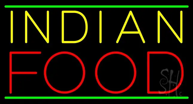 Indian Food Green Lines LED Neon Sign