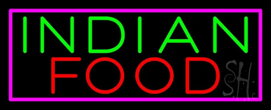 Indian Food with Pink Border LED Neon Sign