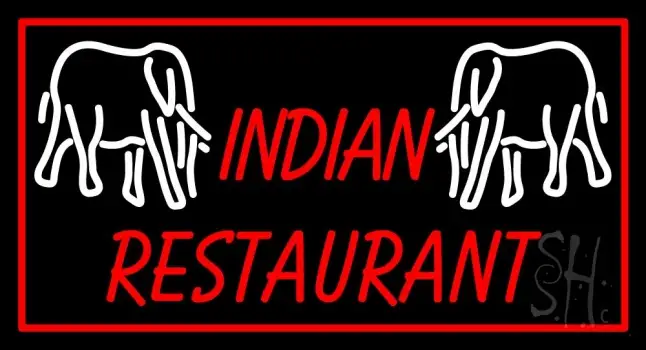 Indian Restaurant With Elephants Logo LED Neon Sign