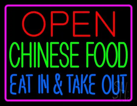 Open Chinese Food Eat In Take Out LED Neon Sign