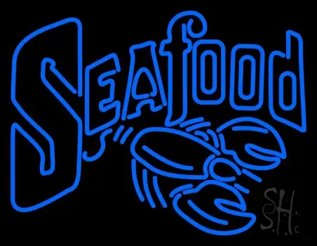Blue Double Stroke Seafood LED Neon Sign