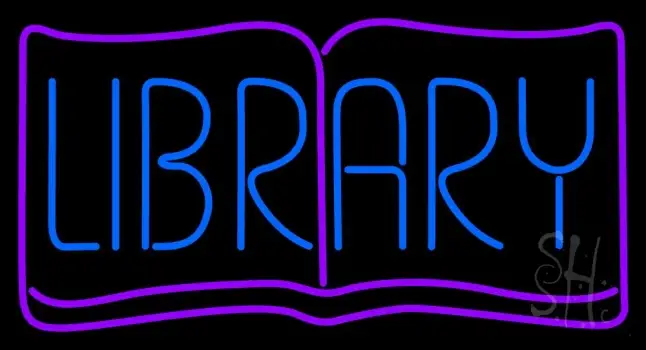 Blue Library LED Neon Sign