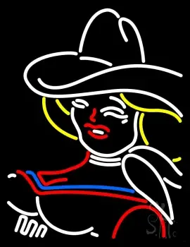 Girl With A Hat LED Neon Sign