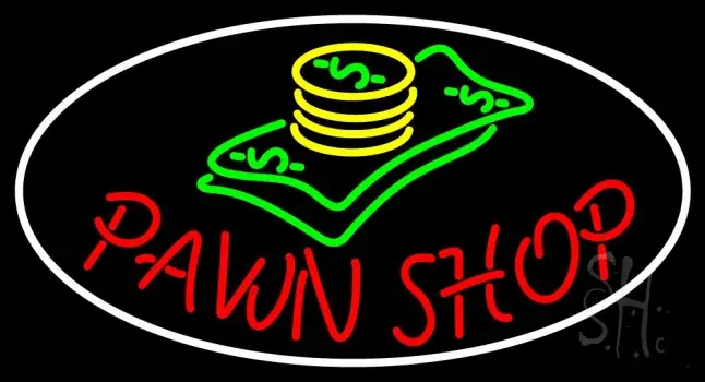 Oval Pawn Shop LED Neon Sign