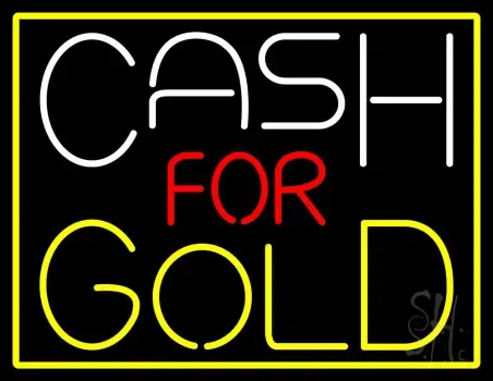 Cash For Gold Yellow Border LED Neon Sign