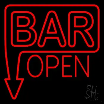 Bar Open With Arrow Red LED Neon Sign