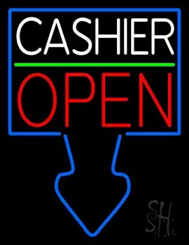 Arrow Cashier Open LED Neon Sign