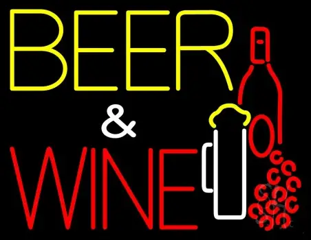 Beer And Wine With Bottle LED Neon Sign
