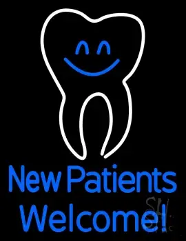 New Patients With Tooth Logo LED Neon Sign