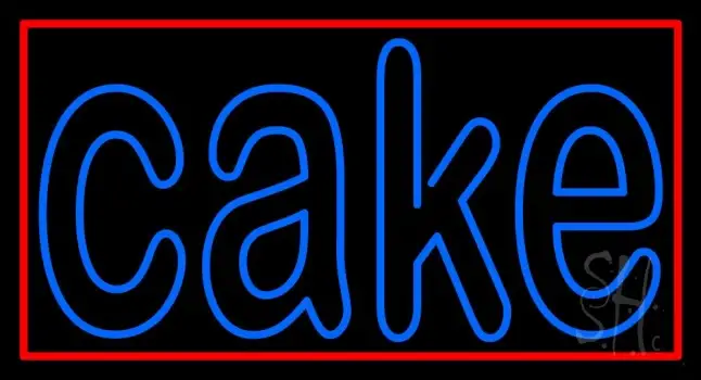 Double Stroke Blue Cake With Border LED Neon Sign