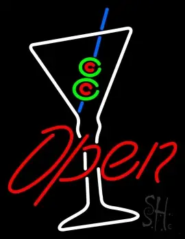 Martini Glass Bar Open LED Neon Sign