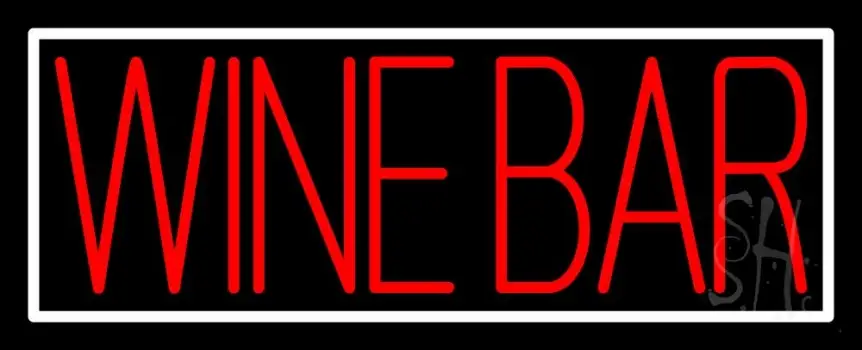 Red Wine Bar With White Border LED Neon Sign