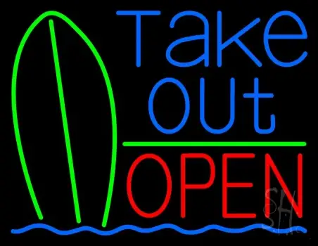Take Out Bar Open 1 LED Neon Sign