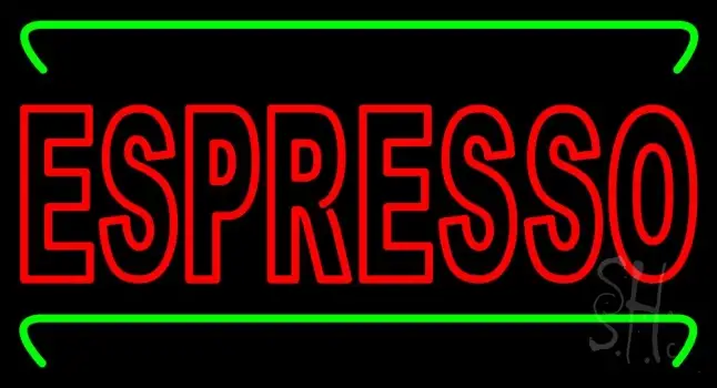 Double Stroke Red Espresso With Green Lines LED Neon Sign