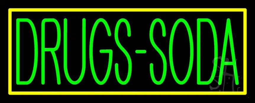 Drugs Soda With Yellow Border LED Neon Sign