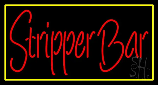 Stripper Bar With Yellow Border LED Neon Sign