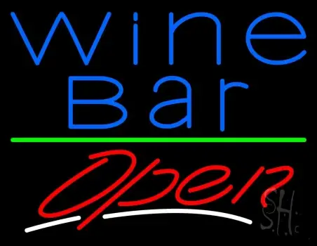 Blue Wine Bar Open LED Neon Sign