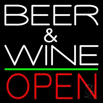 White Beer And Wine With Bottle Red Open LED Neon Sign