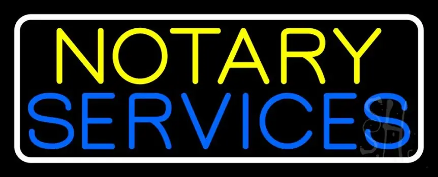 Notary Services With White Border LED Neon Sign