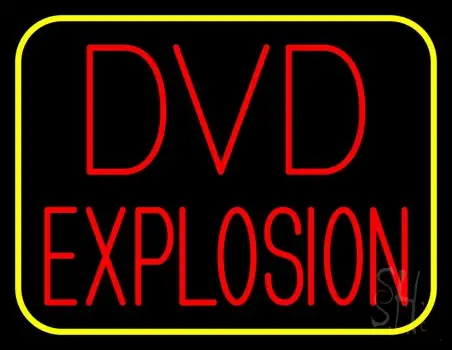 Red Dvd Explosion Yellow Border LED Neon Sign