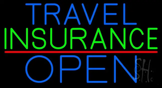 Travel Insurance Open Block Red Line LED Neon Sign
