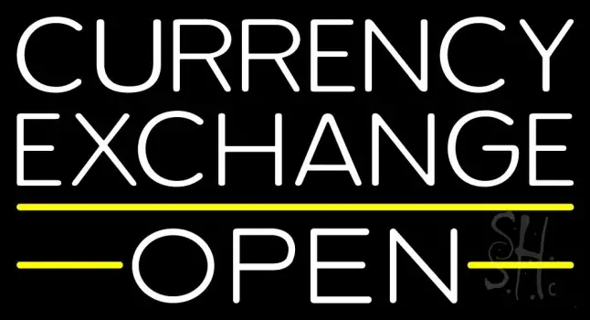 White Currency Exchange Open LED Neon Sign