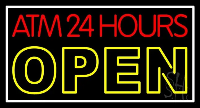 Atm 24 Hrs Open 2 LED Neon Sign