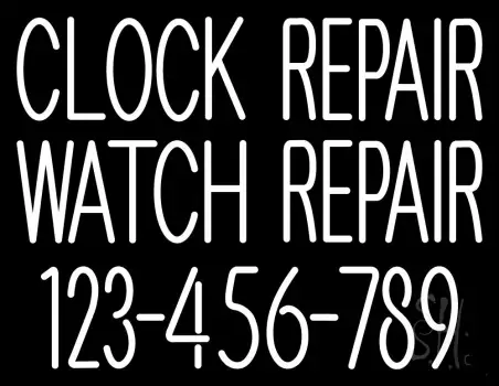 Clock Repair Watch Repair With Phone Number LED Neon Sign