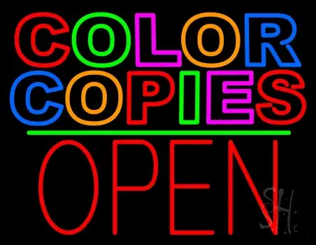 Color Copies 3 Open LED Neon Sign