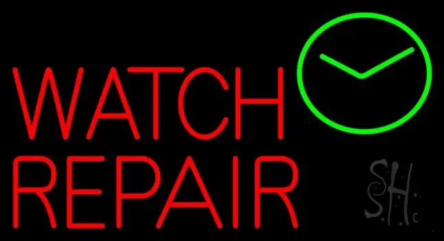 Red Watch Repair With Watch Logo LED Neon Sign