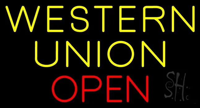 Western Union Open LED Neon Sign