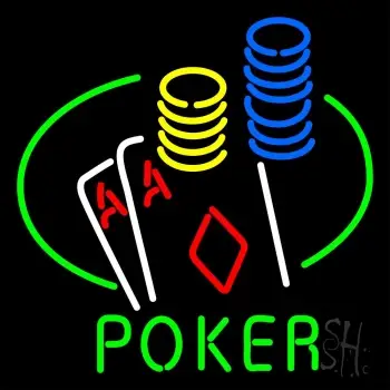 Poker Double Aces Table And Chips LED Neon Sign