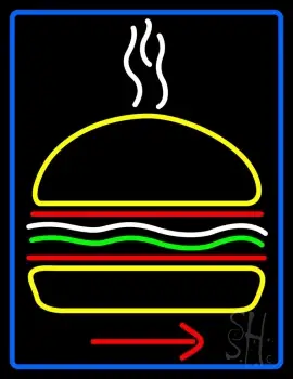 Burger Logo With Arrow With Border LED Neon Sign